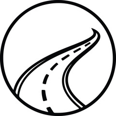 Illustrator Winding road with dashed line in circle Silhouette vector