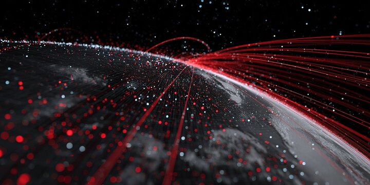 Digital connections across the globe with glowing lines illustrating data flow and communication networks