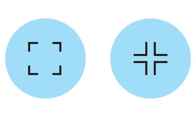 Photo and Video Camera Interface. Goal Related Vector Icon Set. Focus, Stabilize, Blur, Zoom in, Zoom out. Done in Modern Black Linear Style Isolated on White Background.