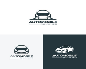 Obraz premium Automobile logo design with car silhouette and text vehicle