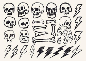 Grunge marker art with skulls