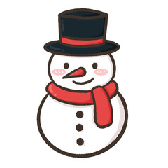 Illustration of a Smiling Snowman with Top Hat