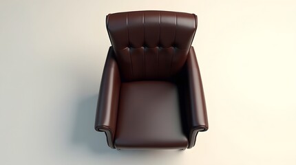 Obraz premium A sleek, modern armchair featuring deep brown leather upholstery and classic tufted detailing.
