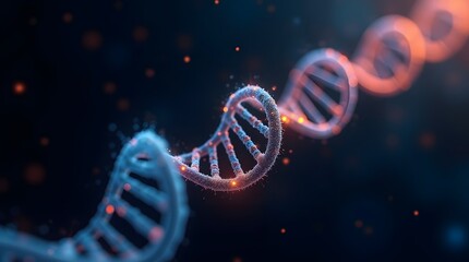 A stunning representation of a DNA double helix, showcasing intricate details and vibrant colors on a dark background.