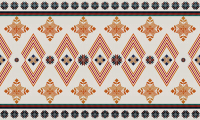 Traditional Tribal Fabric Pattern: Geometric Diamond and Star Motif Vector Art