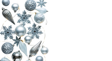 Silver Snowflakes and Ornaments Collage — Vertical Winter Accent