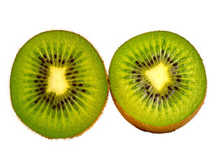 Fototapeta premium Kiwi Slice With Whole Kiwi Fully Visible And Isolated On White