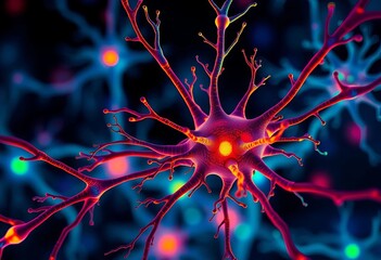 Microscopic view of interconnected neurons, complex neural network,  circuitry,  neural network