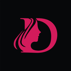 Letter D beauty Face Logo Design Vector Icon