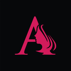  beauty monogram letter a woman silhouette logo design