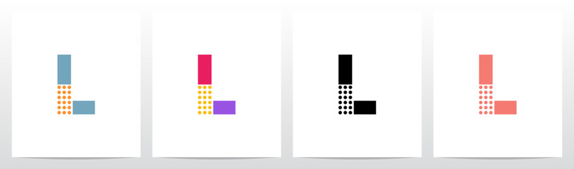 Dots And Horizontal Lines Divided Letters Initial Logo Design L