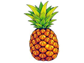 Vibrant pineapple with leafy crown, a cheerful tropical fruit illustration,  symbol,  isolated
