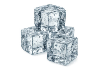 Ice cubes stack transparently, chilling drinks and providing frozen refreshment on a clear background