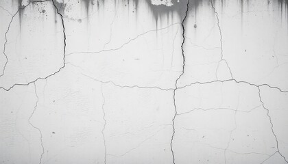 Weathered white concrete wall with cracks, showing aged texture,  crumbling,  urban
