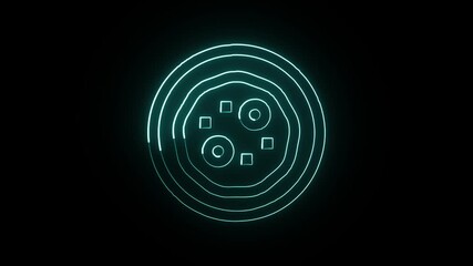 Glowing neon line wart icon animation. Medical skin wart illustration HD video isolated on black background.