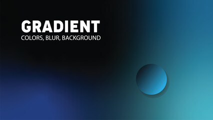 Dark Blue Black Gradient Blur Background with Floating Circle for Modern Design