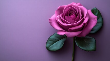 Fototapeta premium A stunning pink rose on a purple background showcases its delicate petals