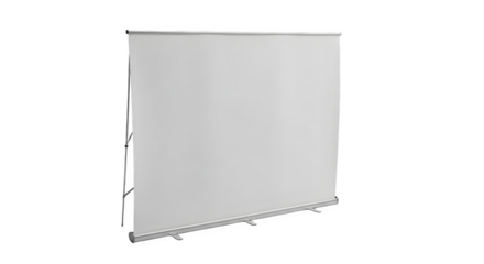 A blank white projection screen or rollup banner, isolated on transparent background