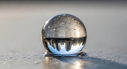 Cityscape reflection in crystal ball photography abstract urban skyline buildings architecture view