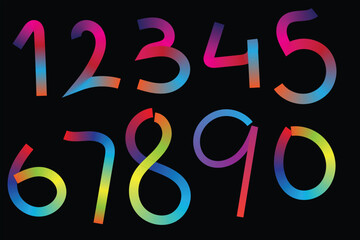 Colorful Gradient Number Set on Black Background &ndash; Vibrant Abstract Numeric Design