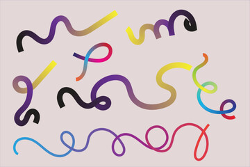 Colorful Abstract Curved Lines on Light Background &ndash; Vibrant Wavy Line Art Design
