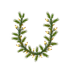 christmas tree branches frame isolated