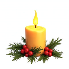 christmas decoration with candle and holly