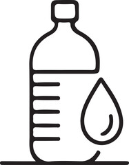 Water Bottle and Droplet Icon - Hydration, Drink,