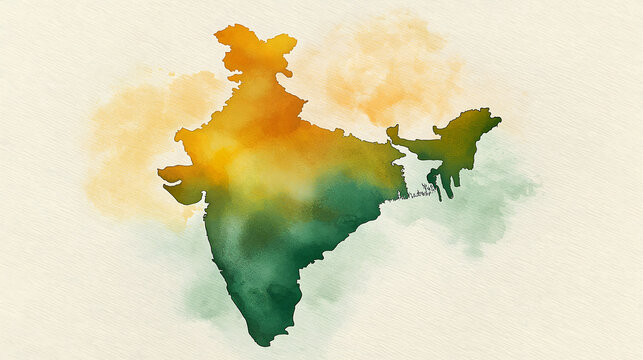 Indian Map in Orange and Green Gradient on White Background for Republic Day and Independence Day