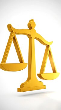 Golden scale of justice isolated on white background representing law and legal concepts in studio