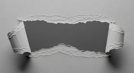 Wide Torn Paper Opening with Curled Edges and Rough Textured Border