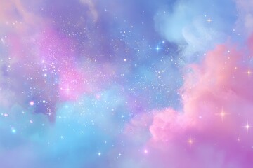 Pastel Galaxy Dream With Stars and Nebula Clouds — Soft Pink, Blue, and Purple Sky Background for Fantasy, Inspirational, and Creative Projects