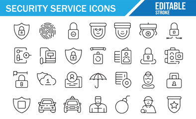 Clean stroke protection icons for apps, networks, and cloud systems