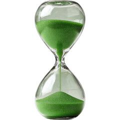 Find green sand hourglass time management tool for deadline countdown and productivity timer concept image