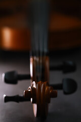 Close-Up of Violin Pegs with Blurred Strings Creating an Artistic Focus on Musical Details
