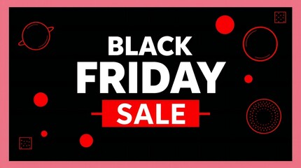 Black friday sale announcement with red accents on black background