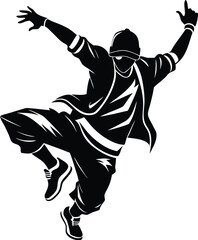 Fototapeta premium Freestyle Hip Hop Silhouette vector featuring bold dynamic dance moves, urban style, and energetic motion. Perfect for posters, events, street art, apparel, branding, and creative design projects.
