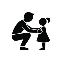 Father and daughter silhouette icon
