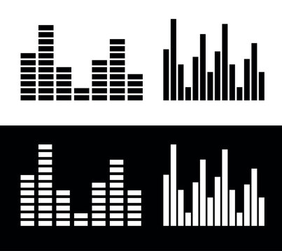 An equalizer or sound icon. A sound wave, spectrogram (sonogram), or diagram. A symbol for sound volume. A screen or player attribute. A symbol for sound, speech (voice), or music. 