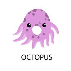 Cute Purple Octopus Cartoon Vector Graphic with Tentacles and Spotted Head