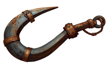 Realistic pirate hook with sturdy leather bracer and secure buckles.