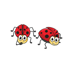 Two Adorable Cartoon Ladybugs A Delightful Insect Pair Illustration for Kids
