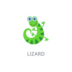 Charming friendly green lizard character illustration with a playful smile and vibrant stripes