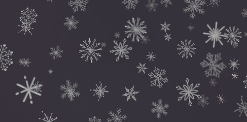 Abstract image of falling snowflakes over a dark background, perfect for winter holiday and Christmas themes. Ideal for desi