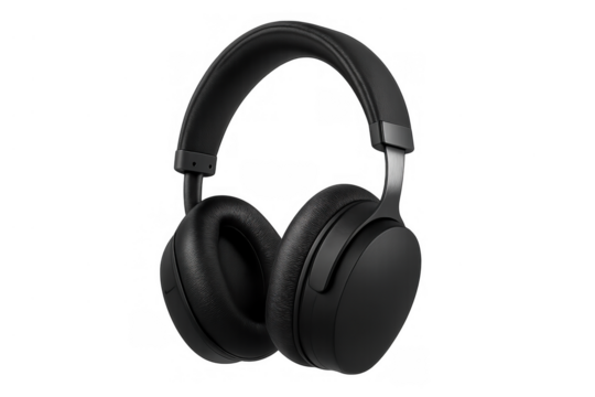 Black over-ear headphones, a wireless gadget for enjoying music and podcasts, symbolizing entertainment and modern tech