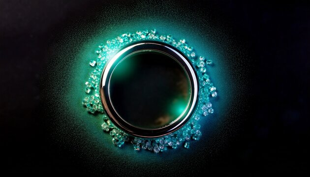 Ring With Glowing Grainy Green And Blue Teal And Mint Gradient With Black Background For Headers Backdrops Etc