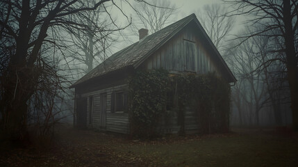 Obraz premium Rustic Vintage Leather Travel Trunk with Heavy Straps on Wood Floor