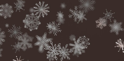 Abstract design with delicate falling snowflakes on a dark backdrop, perfect for winter and holiday designs, creating a fest