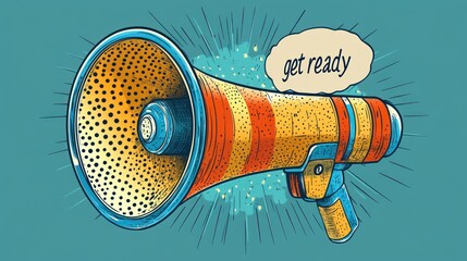 A vibrant megaphone on a blue background calls for exciting preparations!