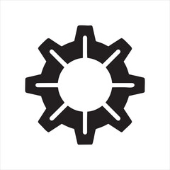 Black Gear or Cogwheel Vector Icon Symbol Isolated on White Background